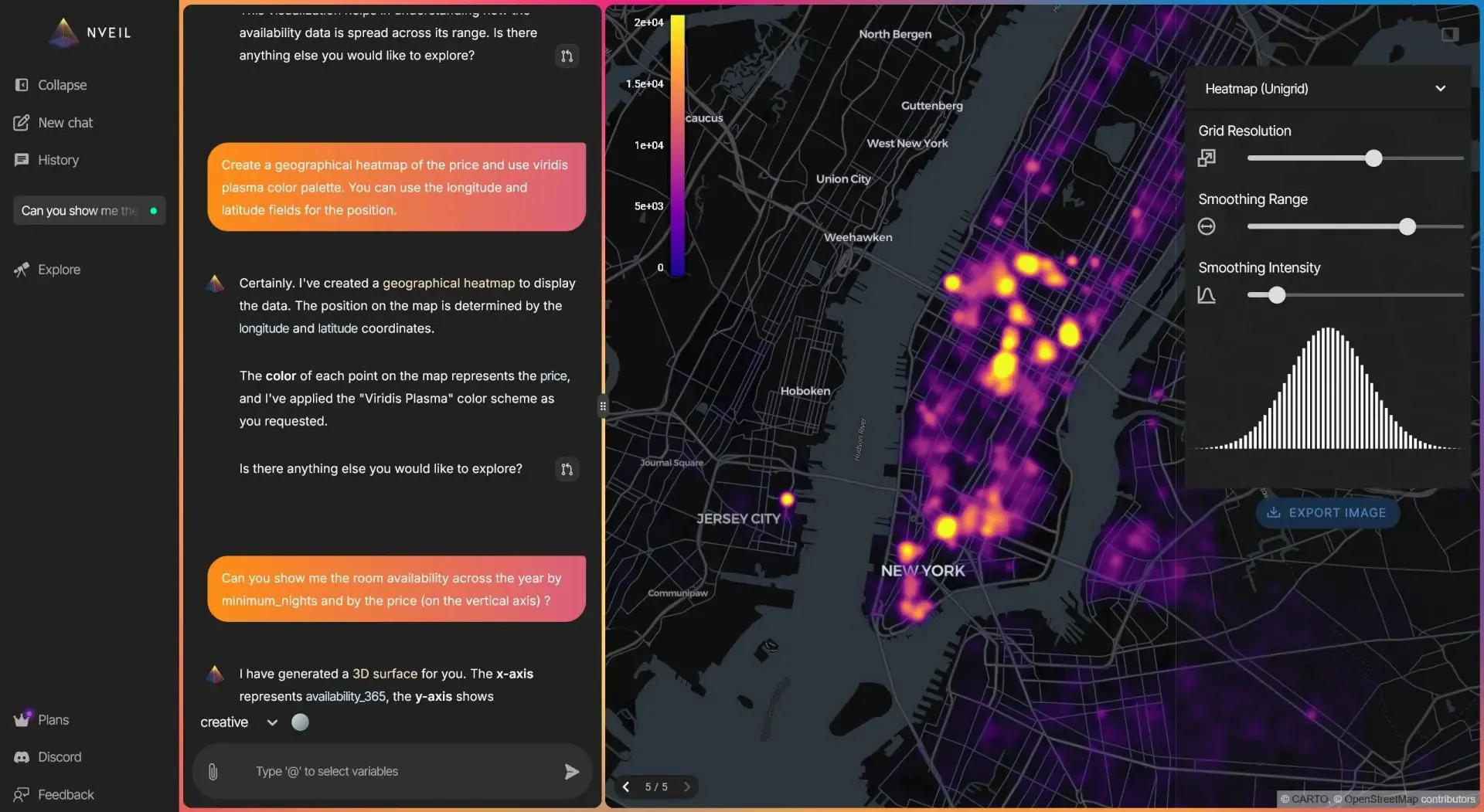 NVEIL no-code choropleth map: automatic geographic data visualization from country or city columns